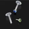 10x gemengd wit / zwart acryl cz kristal monroe lip labret bar ring stud piercing lichaam sieraden