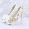 Custom Made New Ivory Pearl Wedding Shoes Round Toe Platforms Phoenix Rhinestone Bridal Dress Shoes Banquet Prom Pumps