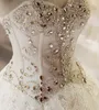 حتى فساتين الكرة ثوب الزفاف 2020 رومانسية كريستال الرباط مع أحجار الراين زائد الحجم خمر حزام أثواب الزفاف QS28