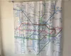 Nytt märke London tunnelbana Tube Map Pattern Dusch gardin Vattentät Förhindra mögel Halloween Fabric Gardiner för badrummet