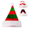 striped Warm Plush Christmas Hat Santa Costume Cap Xmas Party Gifts Decor for Adult Kids red and green /White and Red/ red and black