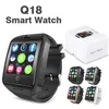 Q18 Android 휴대폰을위한 Smart Watch Bluetooth 스마트 워치 지원 SIM 카드 카메라 답변 전화 및 다양한 언어 1.44 인치 스마트 시계 설정 소매 상자