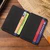 super Slim simple leather magic elastic money clip id mini business card holder wallet 6 holders blue red