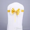 Luxury Crystal Diamond Buckle Stain Bow Spandex Chair Cover Sashes Lace Flower Side Sashes For Wedding Decoration Supplies