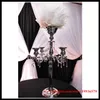 10 st / parti 29 "Guldskivor 5 ARM Candelabra Centerpiece med blomskål för bröllopsinredning