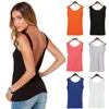 Novo Sexy Halter Deep V Back Colete Slim Stretch Camisole Women Cotton Tank Casual Tops Blusas Para Boate Plus Size 4 Cores Frete Grátis