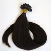 50g 50Strands Pre Bonded Nail U Tips Human Hair Extensions 18 20 22 24In # 2 / Darkest Brown Brazilian Indian Hair Top Quality