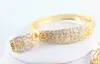 Neue Vintage Gold Halskette Armband Ring Ohrring Mode Voller Strass 18 Karat Vergoldet Hochzeit Schmuck Sets