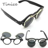 Atacado-Tinize Hot Sale Steampunk Goth Óculos Goggles rodada Steam punk Flip Up Óculos De Sol Retro Vintage Acessórios de Moda