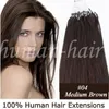 5A -16 "- 26" 1G / s 100g / pack 4 # Medium Bruin Braziliaans Peruviaans Indisch Maleisisch Menselijk Loop Haar Micro Ring Hair Extensions DHL Gratis SHPPING