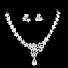 Halskette und Ohrringe, Kristall-Brautschmuck, versilberte Halskette, Diamant-Ohrringe, Hochzeitsschmuck-Sets für Braut, Brautjungfern, Frauen HT63