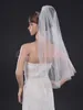 Hot Best Selling One Tier White Ivory Elbow Length Wedding Bridal Veil with Comb Crystal Beaded Edge