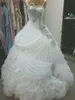 Wedding Gown Dress Luxury Wedding Dresses Crystal Beaded Sequins Ruffles A Line Wedding Dress Sweep Train Ball Gown Elegant Arabic2786