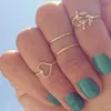 New Fashion Rings Shiny Punk style Gold/Silver plated 4Pcs/Set Women Party Rings Top Of Finger Over Midi Tip Finger Above Knuckle Open Rings