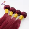Burgundia Włosy 99j Brazylijski Dziewiczy Włosy Proste Bresilien Vierge Humain Tissage Cheveux Proste Red Hair Extensions 4 sztuk 100% Human Włosy