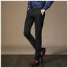 Erkek Pantolon Toptan-Vanchyce 2021 erkek Moda Iş Pantolon Katı Renk Akıllı Rahat Düz Elbise Erkekler Elastik Sıska