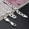 925 Sterling Silver plated 7mm 16'' 18'' 20 22'' 24'' Flat Chain Necklace Mens N330c