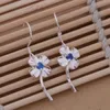 Fashion (Jewelry Manufacturer) 40 pcs a lot with Dangle Blue Crystal Clover earrings 925 sterling silver jewelry factory price Fashion