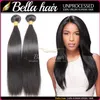 Wefts 9A Brazilian Hair Extensions 100% Human Hair Weaves Natural Color Silky Straight Weft 3 Bundles Full Head BellaHair