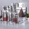 10x15cm Stand Up Pouch Silver Aluminium Folie Bag Dopack med Clear Window Food Coffee Storage Förpackning Zipper Bag