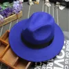 Wholesale-2019 من المألوف جديد خمر المرأة رجل فيدورا شعرت قبعة السيدات مرن واسعة بريم الصوف فيلت فيدورا كلوش قبعة chapeu فيدورا A0451