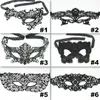 6 Design Masquerade Masks Lace Black Party Lace Mask Sexig leksak för damer Halloween Dance Party Mask