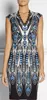 Luxury Print Women Slim Dress Fashion V-Neck Ärmlös Party Klänningar 9697