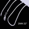 925 Sterling Silver plated Snake Chain Of 2MM 16" 18" 20" 22" 24" inch Fashion Pendant Chain C010