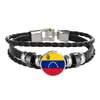 Pulsera de cuero Snap Punk Italia Venezuela Uruguay Bandera De Cristal Cabochon Charm Pulseras Mujeres y Hombres Joyería Al Por Mayor