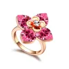 Austrian Crystal 18k Rose Gold Plated Flowers Rings For Women Wedding Red Rhinestone Crystal Rings Made With Swarovski Elements 16958