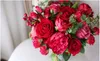 Fiori da sposa artificiali in stile occidentale Bouquet da sposa Rose rosse Peonia Tulipano Bouquet da sposa per spose Spilla da damigella d'onore Bouque4528875