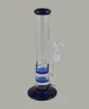 Newest glass water bong pipe two perc water percolator smoking clear green blue colour pipe disk joint size:18.8mm height: 25cm