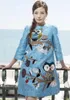 ファッション動物刺繍ドレスラグジュアリーアップリケ女性ジャカードチュニックドレス6047
