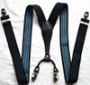 Äkta läder Y-Back-knapp Suspender för män Tuxedo Justerbar Striped Solid Print Clip-On Metal Braces With Box