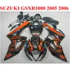 SUZUKI GSXR1000 2005 년형 페어링 키트 K5 K6 05 06 GSXR 1000 구리 블랙 코로나 ABS 페어링 용 오토바이 부품 맞춤형 EF67 세트