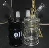 En gros moins cher tambour à huile verre Bong plate-forme pétrolière recycler la conduite d'eau en verre avec 14.4MM joint noir clair narguilés
