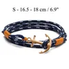 Famosa marca Tom Hope Bracelet 4 Cadenas de cuerda de hilo amarillo hecho a mano Charmas de anclaje de oro de acero inoxidable con caja y TA6193182