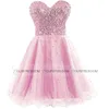 In Stock Cheap Homecoming Dresses Gold Black Blue White Pink Sequins Sweetheart A Line Short Cocktail Party Prom Gowns 100 Real I7778366