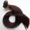 200G 200Strands Pre Bonded Flat Tips Hair Extensions 18 20 22 24Inch # 99J / Rödvin Brasiliansk Indisk Remy Keratin Mänskligt Hår