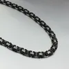 Juego de joyería de la mejor calidad, collar de cadena bizantina plana de plata negra de 8mm, pulsera de acero inoxidable 316L para joyería de regalo para marido/padre