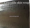 Черная виниловая пленка кожи крокодила с воздушным выпуском Croco Wrap Crapping Plam для стиля для стиля автомобиля Бесплатная доставка размером 1,52x30 м/рулон 5x100 футов