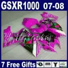 送料無料フェアリングキット07 08 GSXR 1000 Suzuki GSXR1000 2007 GSX-R1000 2008ブルーイエローコロナボディワークフェアリングK7 FD26 +シートカウル