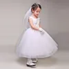 Biała księżniczka Flower Girl Wedding Veil Flower Petails Applique Dzieci Akcesoria Dzieci Formalne noszenie welonów ślubnych księżniczka 8015270