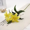 6 Colors LILY BUNCH Artificial Lilies Fake Silk Posy Wedding Flowers Bush Basket Fake Flower for Christmas Home Decorations Length 57cm