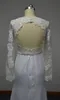 Robes de mariée de gaine transparente les manches longues en dentelle guipure en mousseline en mousseline de mousseline