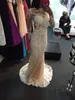 Vestidos de dresses Beyaz Mermaid Dantel Uzun Kollu Illusion Abiye robe de soiree longue Boncuklu Aplike Örgün Balo Parti elbiseler