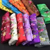 Embroidered flower Birds Satin Fabric Jewelry Roll Up Travel Bag Drawstring Women Makeup Bag Zipper Portable Cosmetic Storage Bag 10pcs/lot