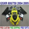 ABS Zestaw dochodów do SUZUKI GSXR 600 GSXR 750 2004 2005 K4 GSXR600 / 750 04 05 Białe czarne żółte wróżki motocyklowe U14J