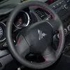 Case dla Mitsubishi Lancer Outlander Brak przycisków Pokrywa kierownicy Prawdziwej Skóry DIY Ręcznie stitch Car Styling Cover Anti-Slip