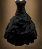 Einzigartige schwarze Gothic-Brautkleider im viktorianischen A-Linie-Ballkleid mit Kappenträgern, perlenbesetzte Spitzenapplikationen, Schnürung am Rücken, Brautkleider, Kapellenschleppe